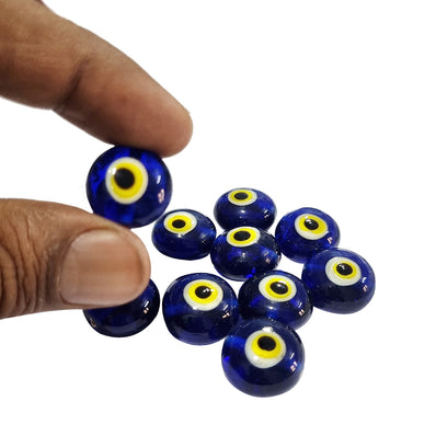 10/PCS LOT Disc Shape Glass, EVIL EYE BEADS BLUE HANDMADE TURKISH BEADS