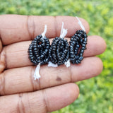 500/Grams Package, Black Glass Seed Beads in small bunch/hank, Irregular Shape Vintage and Antique