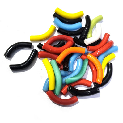 Mix  3 Shades 40 Pcs Pack About 5x25mm Handmade Glass Arch Pipe Beads for jewelry making