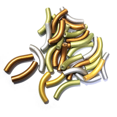 Mix  3 Shades 40 Pcs Pack About 5x25mm Handmade Glass Arch Pipe Beads for jewelry making