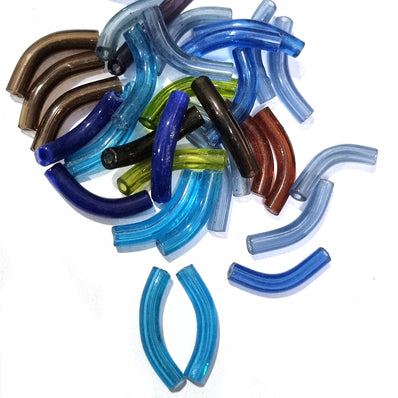 Mix  3 Shades 40 Pcs Pack About 5x25mm Handmade Glass Arch Pipe Beads for jewelry making