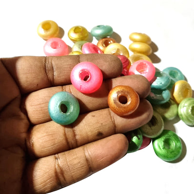 500/Grams Pkg. Large Size and large Hole Dyed glass beads