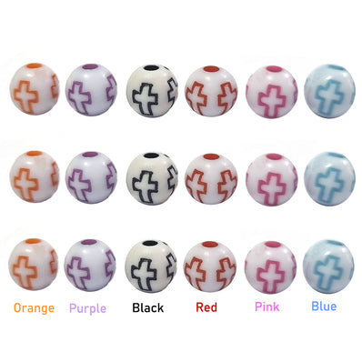 8mm Round, Cross Beads in Colors in box packing 300+ beads Jewellery and Crafts Making