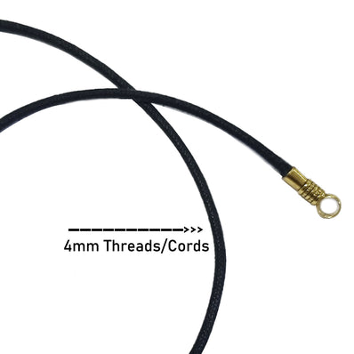 5 Pcs Pkg. Thick Cotton cord/threads lace, Black Choker cords, available in 5 Sizes, Rope size 4mm
