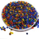 100/GRAMS PKG. MIX TRANSPARENT, GLASS SEED BEADS IN SIZE ABOUT 11/0 (3MM)