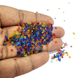 100/GRAMS PKG. MIX TRANSPARENT, GLASS SEED BEADS IN SIZE ABOUT 11/0 (3MM)