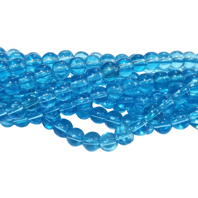 3/STRING, 6MM, ROUND SHAPE, CRYSTAL BEADS FOR JEWELRY MAKING, APPROX 210~215 BEADS IN 3 STRINGS, Aqua Blue SHINY