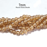 Per 2 lines/strings 7mm Round Peach AB Glass Beads for for Jewelry Making