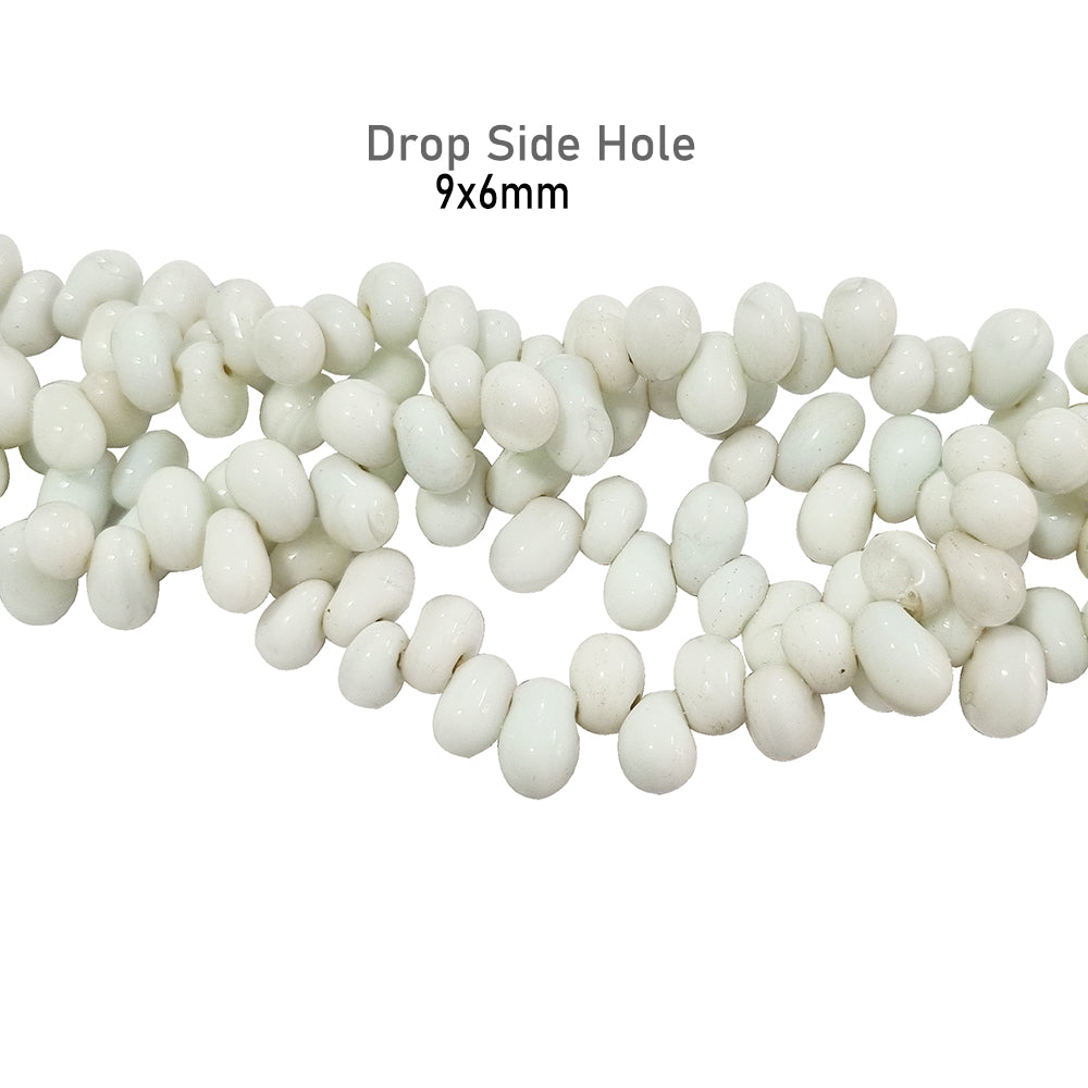 Milky White HANDMADE GLASS BEADS SOLD PER STRING/LINE OF 16 INCHES SIZE ABOUT 6X9 MILIMETERS SOLD PER LINE OF 16 INCHES, APPROX 90 BEADS