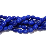 7x10mm Lapiz Blue Solid color oval glass beads for jewelry making