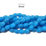 7X10MM Turquoise BLUE SOLID COLOR OVAL GLASS BEADS FOR JEWELRY MAKING