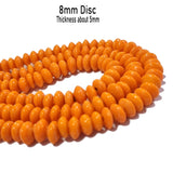 3 Lines/Strings, 8x5mm Disc Saucer Shape Orange Opaque Solid Glass Beads for Jewelry Making