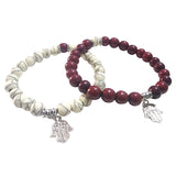 BUY COMBO OR INDIVIDUAL Marron Dark Red AND WHITE FASHION BRACELETS, EASY TO FIT IN HAND
