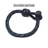 Black Round Braided Genuine Leather Bracelet Limited stock Sale offer