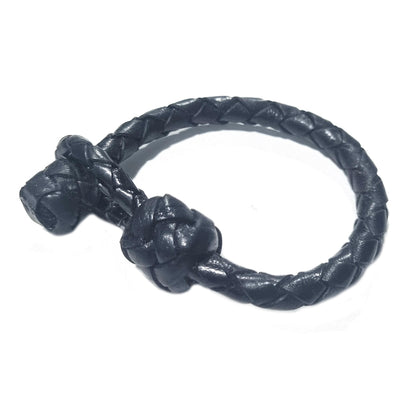 Black Round Braided Genuine Leather Bracelet Limited stock Sale offer