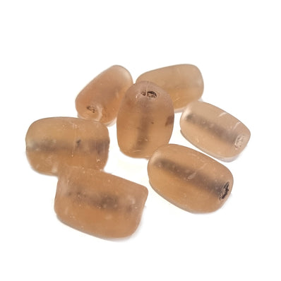 50 PCS BULK LOT VINTAGE OLD TRADE PLAIN LARGE HOLE GLASS BEADS, MATT PEACH COLOR