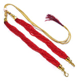 Red Necklace with Zari Dori,Tassel With Ink Blue Beads For Necklaces & Pendants