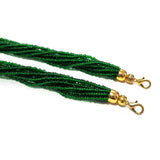 Green Necklace with Zari Dori, Tassel With Ink Blue Beads For Necklaces & Pendants