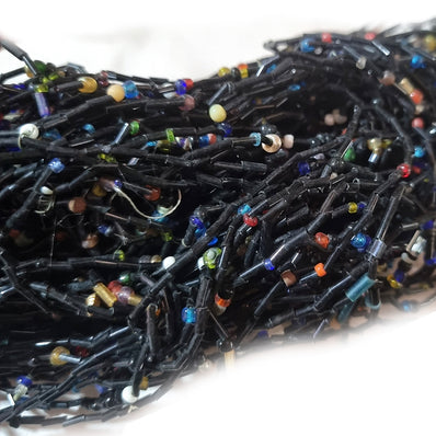250gram Black multi pipe seed beads cheap quality strung in threads