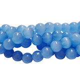 10mm round, Sky Blue Monalisa Cats eye Beads for jewelry making, Sold Per string of 34 Beads