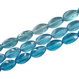 3 line/strands Blue transparent oval twisted  solid crystal glass beads 80+ Beads