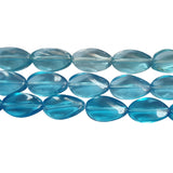 3 line/strands Blue transparent oval twisted  solid crystal glass beads 80+ Beads