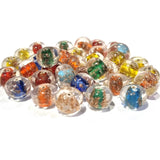 20 PIECES PACK' 8x10MM' REAL GOLD STONE INFUSED LAMPWORK BEADS Random mix color