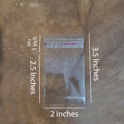 100 Pcs Package, 2.5X3.5 INCHES' SELF LOCK TRANSPARENT POLY BAG
