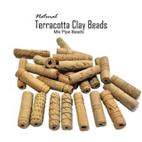 100/Pcs Pkg. Baked Terracotta clay Beads. Mix designs Tube Shape