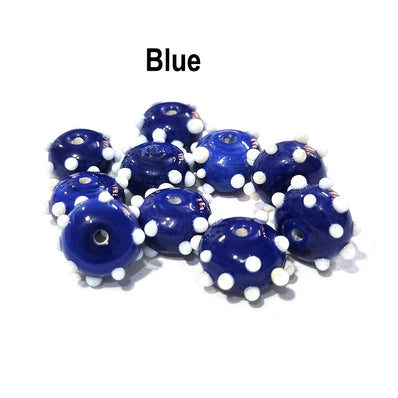 20 Pcs, More Color Choice Bumpy handmade glass beads in Size about 14x8mm size