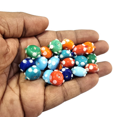 20 Pcs, More Color Choice Petal Flower handmade glass beads in Size about 14x8mm size