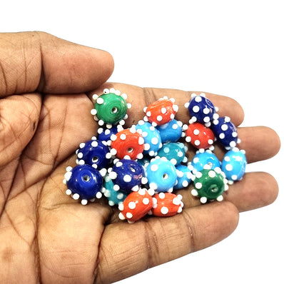 20 Pcs, More Color Choice Bumpy handmade glass beads in Size about 14x8mm size