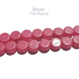 Flat Round Shape glass beads Imitation Jade, Sold Per Strand/line Pack Pink Color dyed