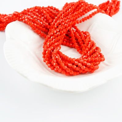 500 Pcs Beads Red Opaque CRYSTAL GLASS 4 MM SOLID RED CRYSTAL GLASS BEADS