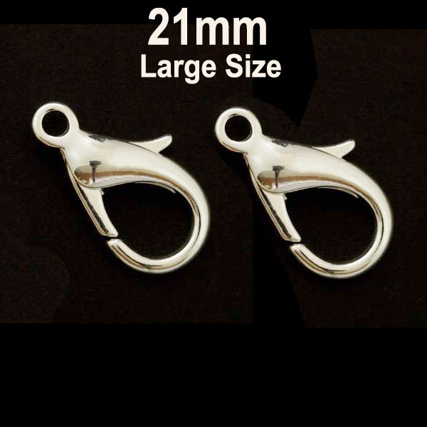10 PIECES PACK' GOLD POLISHED LOBSTER CLASP' 21X12 MM, Silver Plated