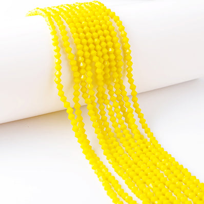 500 Pcs Beads Loose Yellow Opaque 4mm Crystal bi-cone faceted glass