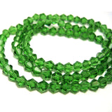 500 Pcs Beads Green Crystal 4mm Crystal Bi-Cone faceted glass beads