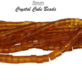 Brown Color, 5 Line/ Strands, 5mm Size, Crystal Cube glass beads
