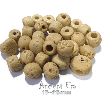 35 Pcs Pkg. Vintage, old rare Beads in Size About 16~25MM Mix Assortment, Random Mix Beige Color
