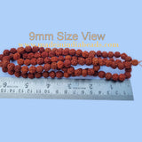 9mm Size 100% Original Indonesia, 108+1 Beads Panch Mukhi Rudraksha Japa Mala, without knotted