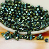 576 Beads Crystal Glass 4mm Metallic green Crystal Glass Beads