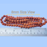 8mm Size 100% Original Indonesia, 108+1 Beads Panch Mukhi Rudraksha Japa Mala, without knotted