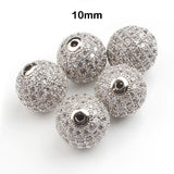 2 Pieces Pack' CZ Micro Pave Round Ball Bead, Cubic Zirconia Pave Beads, Shamballa Ball beads CZ Space Beads'10 mm