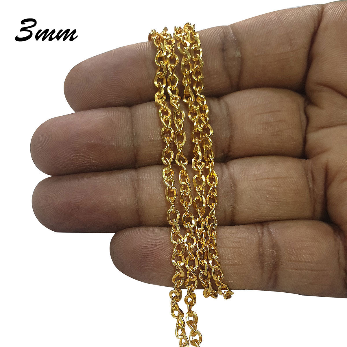 5 Meters Gold plated chain for jewelry making size approx 3mm – Madeinindia  Beads