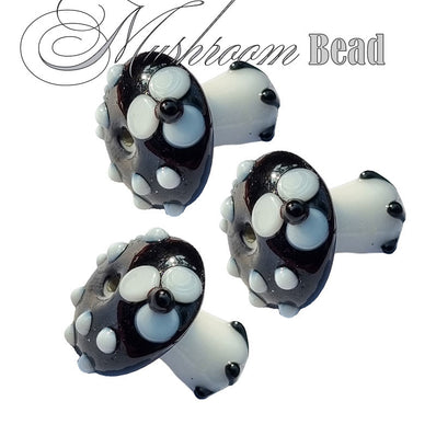 3 PCS PACK MUSHROOM BEADS CHARMS HANDMADE LAMPWORKED ARTISTIC FROM ITALY MURANO
