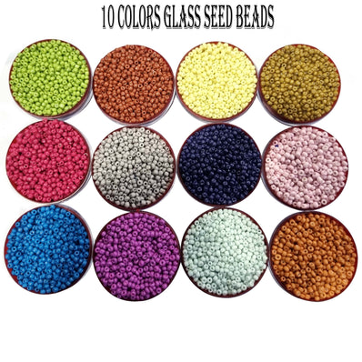 12 Colors Combo Pack Colorful Glass Seed Beads, Size 8/0 (3mm) Jewelry and Crafts Making