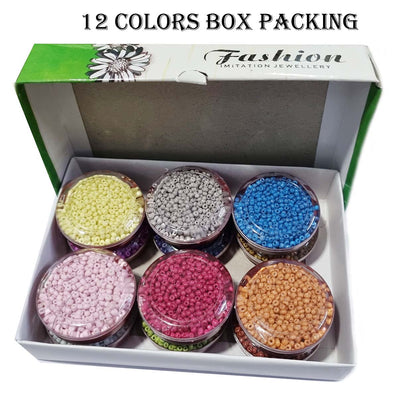 12 Colors Combo Pack Colorful Glass Seed Beads, Size 8/0 (3mm) Jewelry and Crafts Making