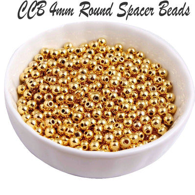 50 Gram Pack 4mm round golden acrylic ccb round spacer ball beads