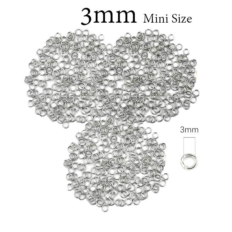 3. Jump Rings 3000 Pcs Pack, small size 3mm Silver Rhodium plated jump ring for jewe ...