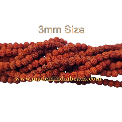 3mm Size 100% Original Indonesia, 108+1 Beads Panch Mukhi Rudraksha Japa Mala, without knotted